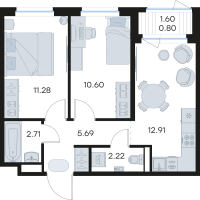 2 ккв № 234 Корп.: 3 , Секция 4  в ЖК Новоселье