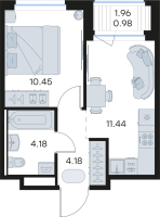 1 ккв № 34 Корп.: 3 , Секция 1  в ЖК Новоселье