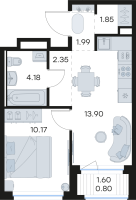 2 ккв (Евро) № 235 Корп.: 3 , Секция 4  в ЖК Новоселье