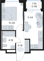 1 ккв № 37 Корп.: 3 , Секция 1  в ЖК Новоселье