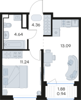 1 ккв № 146 Корп.: 3 , Секция 3  в ЖК Новоселье