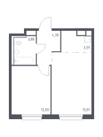 2 ккв (Евро) № 355 Корп.: 1.3 , Секция 5  в ЖК Новые Лаврики