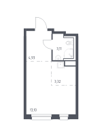 Студия № 64 Корп.: 1.3 , Секция 1  в ЖК Новые Лаврики