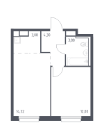 2 ккв (Евро) № 432 Корп.: 1.3 , Секция 7  в ЖК Новые Лаврики