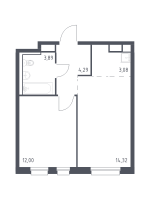 2 ккв (Евро) № 235 Корп.: 1.3 , Секция 4  в ЖК Новые Лаврики