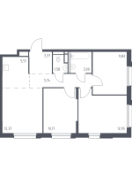 4 ккв (Евро) № 478 Корп.: 1.3 , Секция 8  в ЖК Новые Лаврики