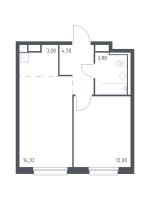 2 ккв (Евро) № 312 Корп.: 1.3 , Секция 5  в ЖК Новые Лаврики