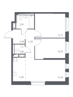 3 ккв (Евро) № 438 Корп.: 1.1 , Секция 5  в ЖК Новые Лаврики