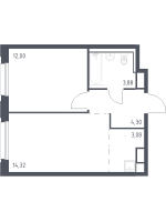 2 ккв (Евро) № 174 Корп.: 1.3 , Секция 2  в ЖК Новые Лаврики