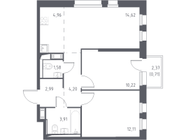 3 ккв (Евро) № 355 Корп.: 1.1 , Секция 4  в ЖК Новые Лаврики