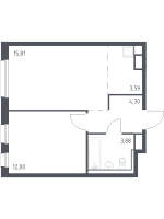 2 ккв (Евро) № 180 Корп.: 1.3 , Секция 3  в ЖК Новые Лаврики