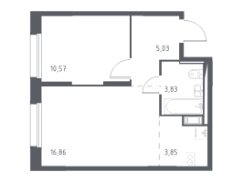 2 ккв (Евро) № 416 Корп.: 1.1 , Секция 4  в ЖК Новые Лаврики