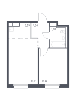 2 ккв (Евро) № 407 Корп.: 1.3 , Секция 6  в ЖК Новые Лаврики