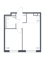 2 ккв (Евро) № 310 Корп.: 1.3 , Секция 5  в ЖК Новые Лаврики