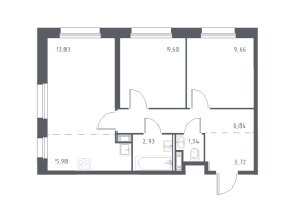 3 ккв (Евро) № 142 Корп.: 1.1 , Секция 2  в ЖК Новые Лаврики