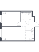 2 ккв (Евро) № 178 Корп.: 1.3 , Секция 3  в ЖК Новые Лаврики