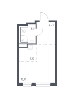 Студия № 366 Корп.: 1.3 , Секция 6  в ЖК Новые Лаврики