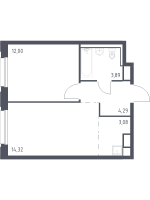 2 ккв (Евро) № 114 Корп.: 1.3 , Секция 2  в ЖК Новые Лаврики