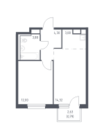 2 ккв (Евро) № 370 Корп.: 1.3 , Секция 6  в ЖК Новые Лаврики