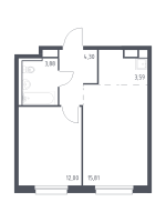 2 ккв (Евро) № 345 Корп.: 1.3 , Секция 5  в ЖК Новые Лаврики