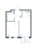 2 ккв (Евро) № 242 Корп.: 1.3 , Секция 4  в ЖК Новые Лаврики