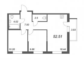 3 ккв (Евро) № 241 Корп.: 3.10 Уч. 3 , Секция 1  в ЖК Новые горизонты