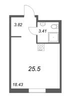 Студия № 201 Корп.: 3.12 Уч. 3 , Секция 2  в ЖК Новые горизонты