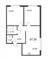 3 ккв (Евро) № 348 Корп.: 1.2 Уч. 7 , Секция 3  в ЖК Новые горизонты