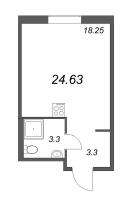 Студия № 12 Корп.: 3.10 Уч. 3 , Секция 1  в ЖК Новые горизонты