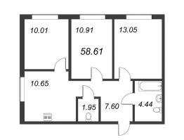 3 ккв № 1 Корп.: 1.2 Уч. 7 , Секция 1  в ЖК Новые горизонты
