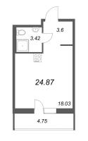 Студия № 220 Корп.: 3.12 Уч. 3 , Секция 2  в ЖК Новые горизонты