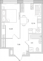 1 ккв № 45 Корп.: 2.8 Уч. 2 , Секция 1  в ЖК Новые горизонты