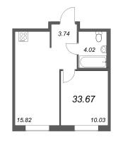 2 ккв (Евро) № 19 Корп.: 3.10 Уч. 3 , Секция 1  в ЖК Новые горизонты