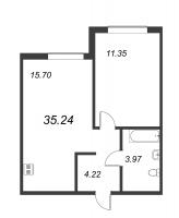2 ккв (Евро) № 347 Корп.: 1.2 Уч. 7 , Секция 3  в ЖК Новые горизонты