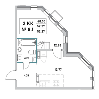 2 ккв № 8.1 Корп.: 1 , Секция 1  в ЖК Новый Город