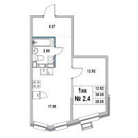 1 ккв № 2.4 Корп.: 1 , Секция 1  в ЖК Новый Город