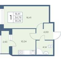 1 ккв № 664 Корп.: 2-3 Уч. 13-18 , Секция 14  в ЖК Новый Лесснер