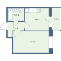 1 ккв № 1355 Корп.: 2-5 Уч. 26-30 , Секция 29  в ЖК Новый Лесснер