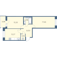 2 ккв № 1259 Корп.: 2-5 Уч. 26-30 , Секция 27  в ЖК Новый Лесснер