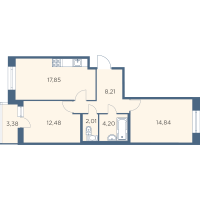 3 ккв (Евро) № 1356 Корп.: 2-5 Уч. 26-30 , Секция 29  в ЖК Новый Лесснер