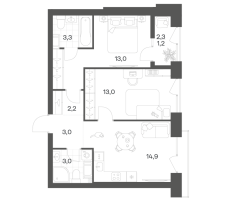 2 ккв № 41 Корп.: 2.6 , Секция 1  в ЖК Новый Питер
