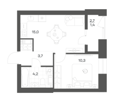 2 ккв (Евро) № 254 Корп.: 2.6 , Секция 6  в ЖК Новый Питер
