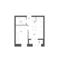 2 ккв (Евро) № 372 Корп.: 2.6 , Секция 8  в ЖК Новый Питер