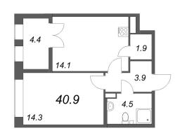 1 ккв № 286 Корп.: 2.1.2 , Секция 4  в ЖК Новый Питер