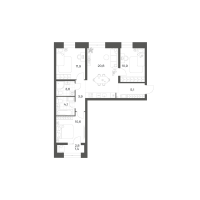 4 ккв (Евро) № 163 Корп.: 2.6 , Секция 4  в ЖК Новый Питер