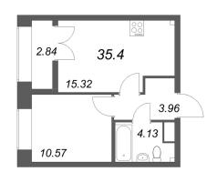 2 ккв (Евро) № 126 Корп.: 2.4 , Секция 2  в ЖК Новый Питер