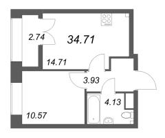 1 ккв № 371 Корп.: 2.4 , Секция 6  в ЖК Новый Питер