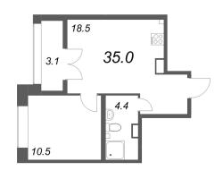 2 ккв (Евро) № 614 Корп.: 2.1.4 , Секция 9  в ЖК Новый Питер