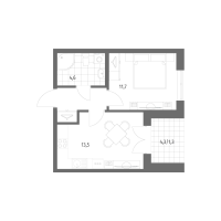 1 ккв № 234 Корп.: 2.1.2 , Секция 4  в ЖК Новый Питер