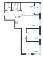4 ккв (Евро) № 313 Корп.: 2.3 , Секция 6  в ЖК Новый Питер